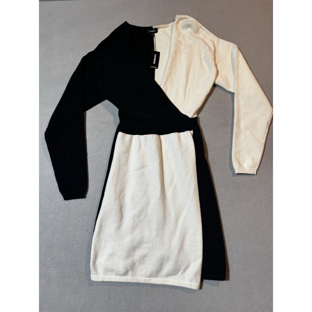 NWT Express Black White Color Block Dress Size XS